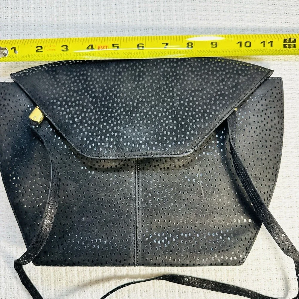 Vintage d'Rossana by‎ Charna Black Stingray Leather (Shagreen) Handbag – Gold